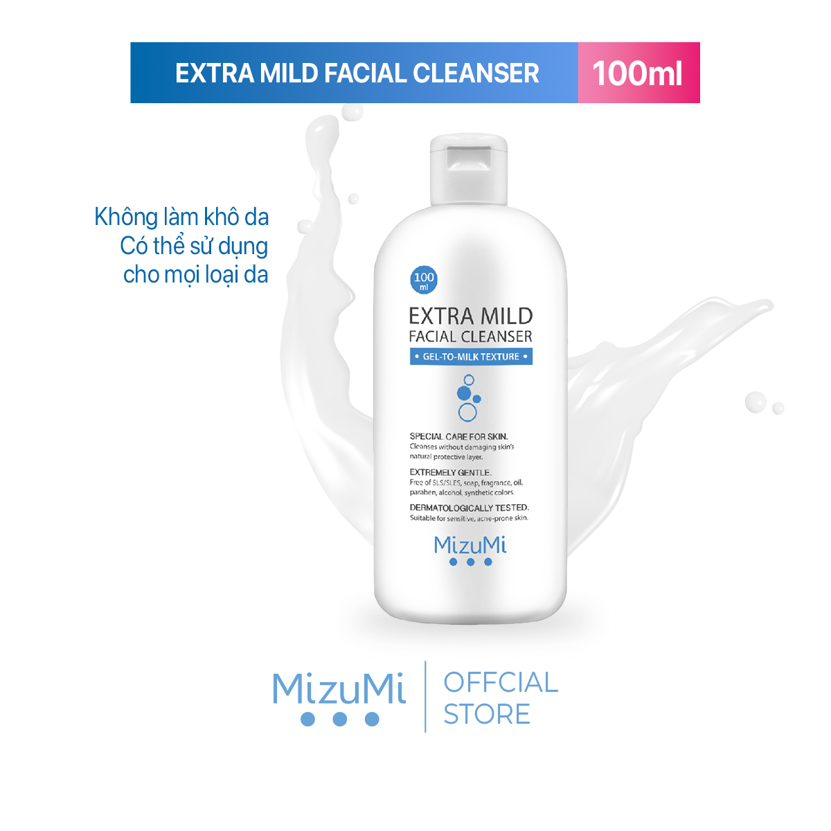 MizuMi Sữa rửa mặt siêu dịu nhẹ Extra Mild Facial Cleanser 100ml