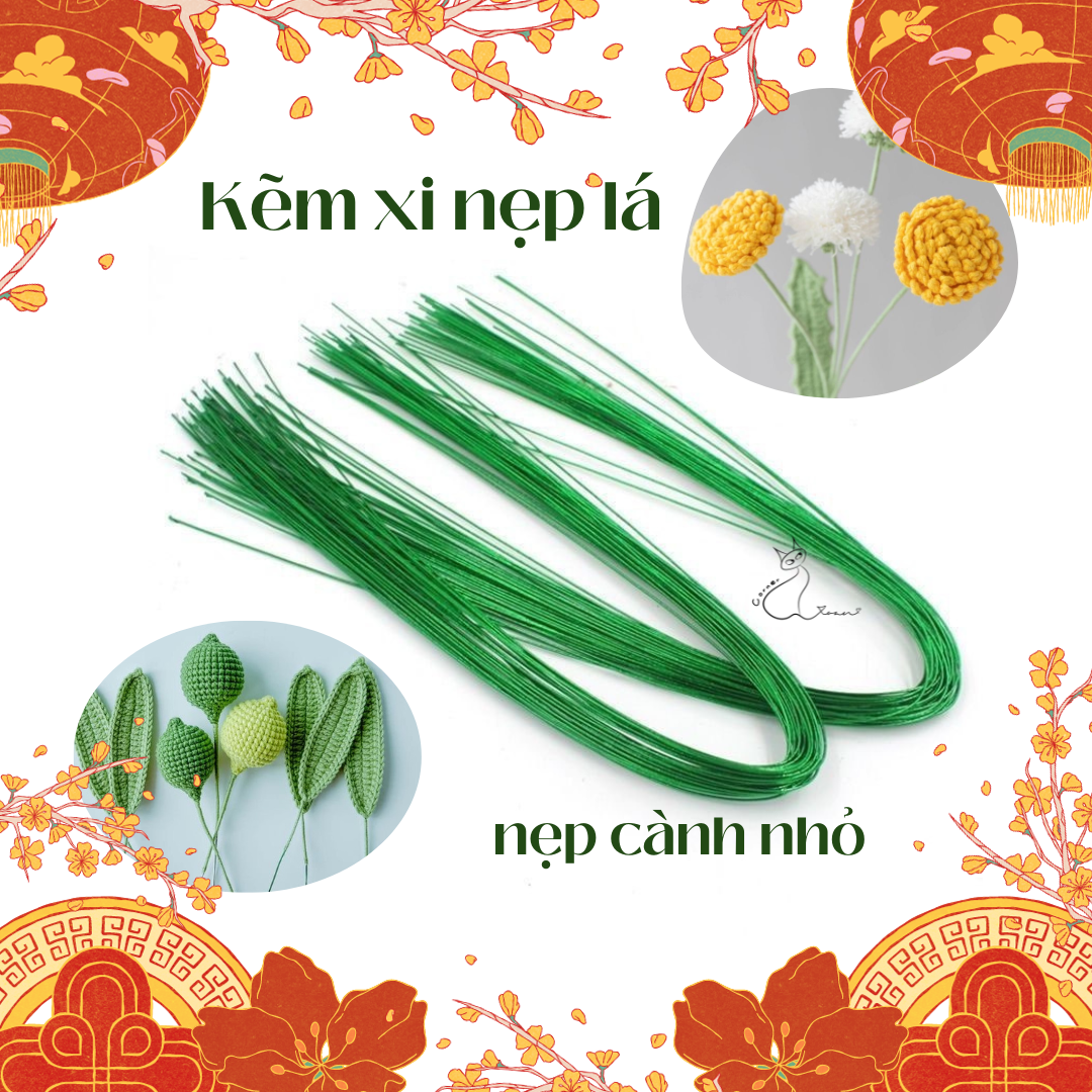 Kẽm xi nẹp lá, cành hoa len | Kẽm làm hoa DIY