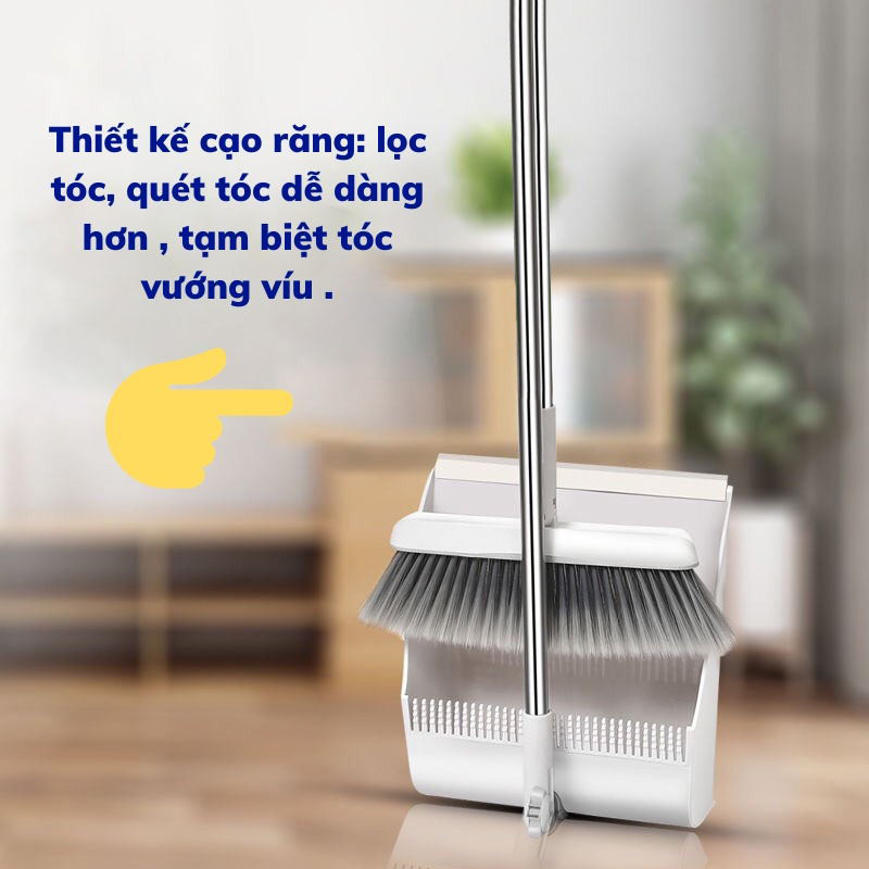 Kiook chổi lau bộ chổi quét nhà kèm hót rác 2 trong 1, chổi quét nhà xoay 180 độ, chổi quét thông minh dễ dàng quét mọi ngóc ngách