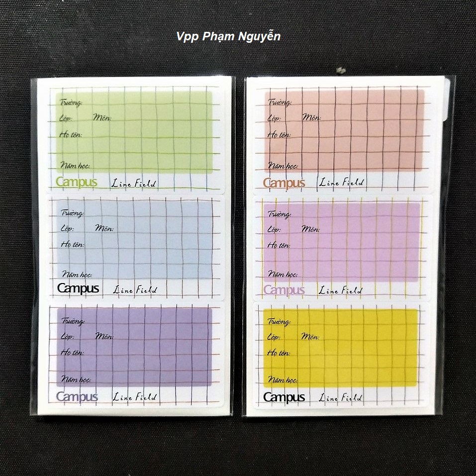 Nhãn Vở Campus Line Field LFI18 - 18 Nhãn/Túi – Style Phong Cách Tối Giản