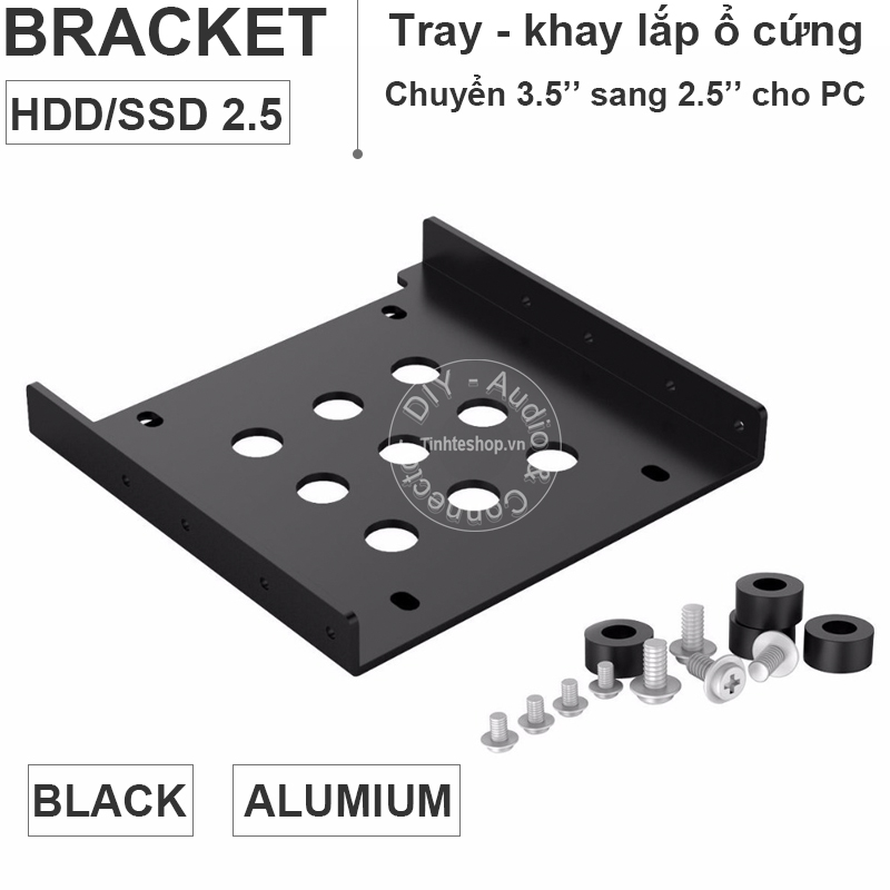 Khay máng lắp ổ cứng hdd ssd 2.5 cho máy tính để bàn nhôm nguyên khối tản nhiệt tốt orico ac325-1s