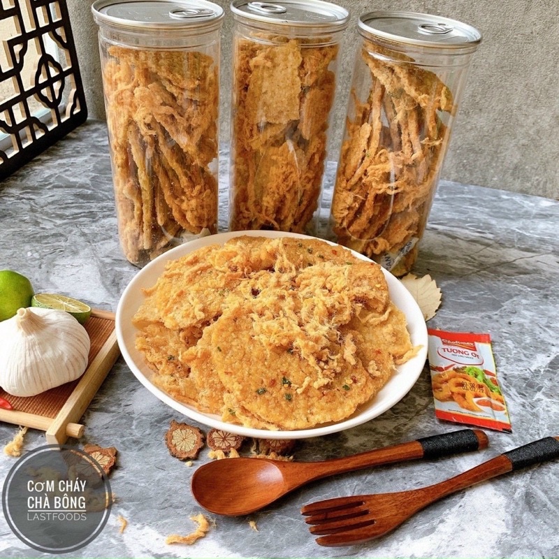 Cơm cháy chiên mắm lắc chà bông lon pet 300gr