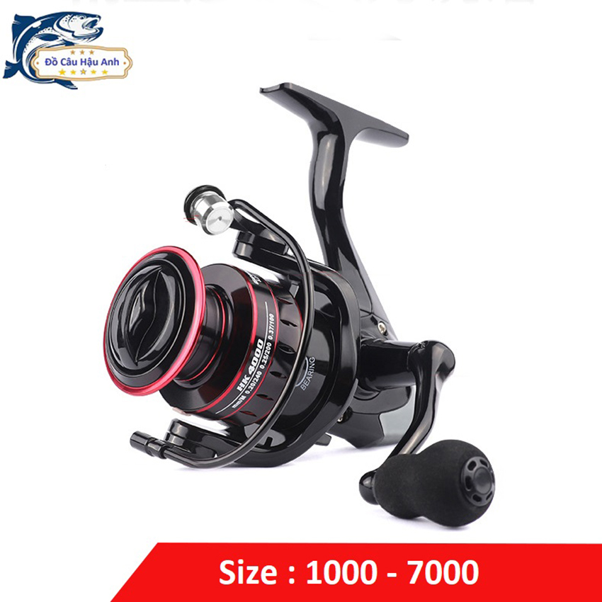 Máy câu cá kim loại HK 1000-7000 tay quay hợp kim siêu khoẻ tặng kèm cước câu cá MC1 Hậu Anh FISHING máy câu độ bền cao chịu tải lớn