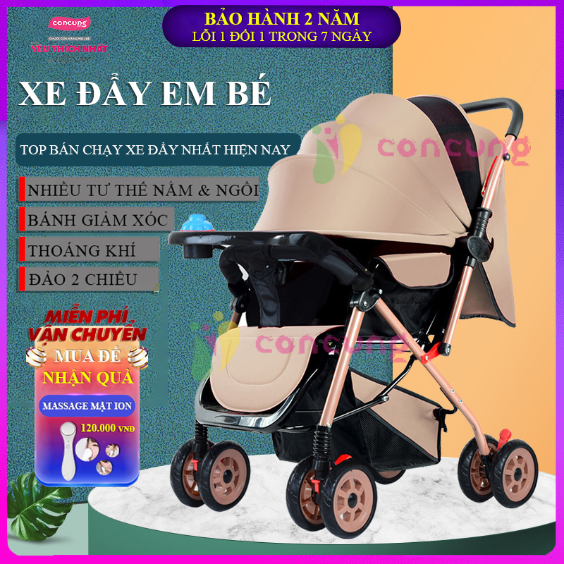 Xe nôi đẩy cho bé, xe đẩy em bé bản cao cấp hai chiều hai tư thế nằm ngồi siêu nhẹ có thể gấp xách tay kèm quà tặng hấp dẫn cho bé ( Bảo hành 2 năm lỗi 1 đổi 1 trong 7 ngày )