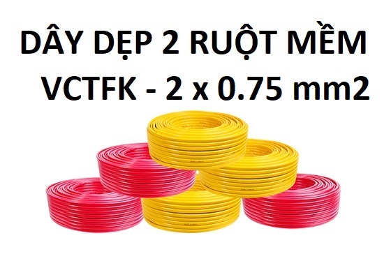 Dây điện 2 ruột mềm dẹp - vctfk 2x0.75 mm2 - cadisun chính hãng