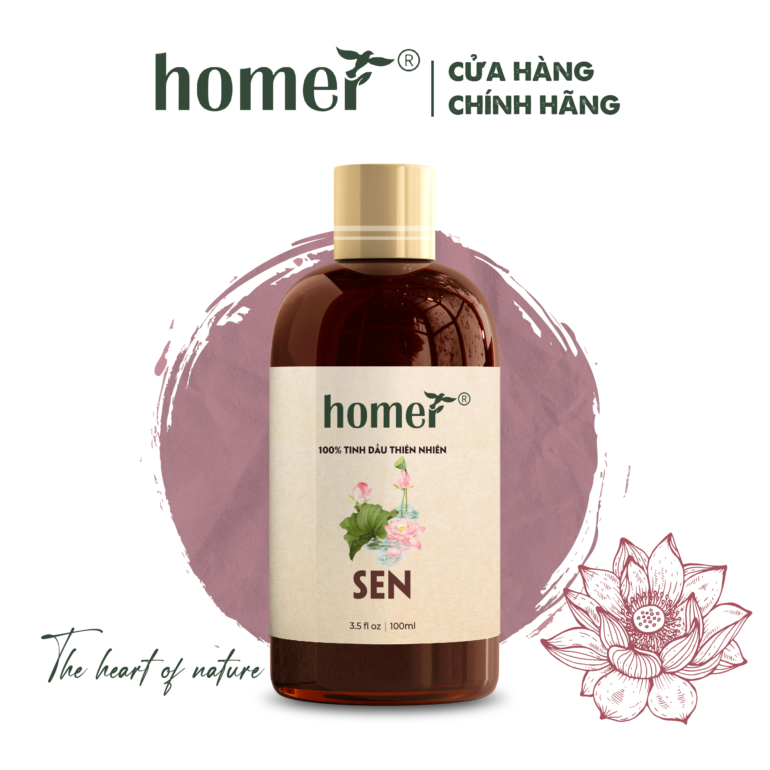 Tinh Dầu Sen Việt Nam Homer 20ml/100ml - Chính Hãng, Đạt Chuẩn Kiểm Định Cao Cấp - Tinh Dầu Xông Thơm Phòng, Thư Giãn, Khử Mùi hiệu quả
