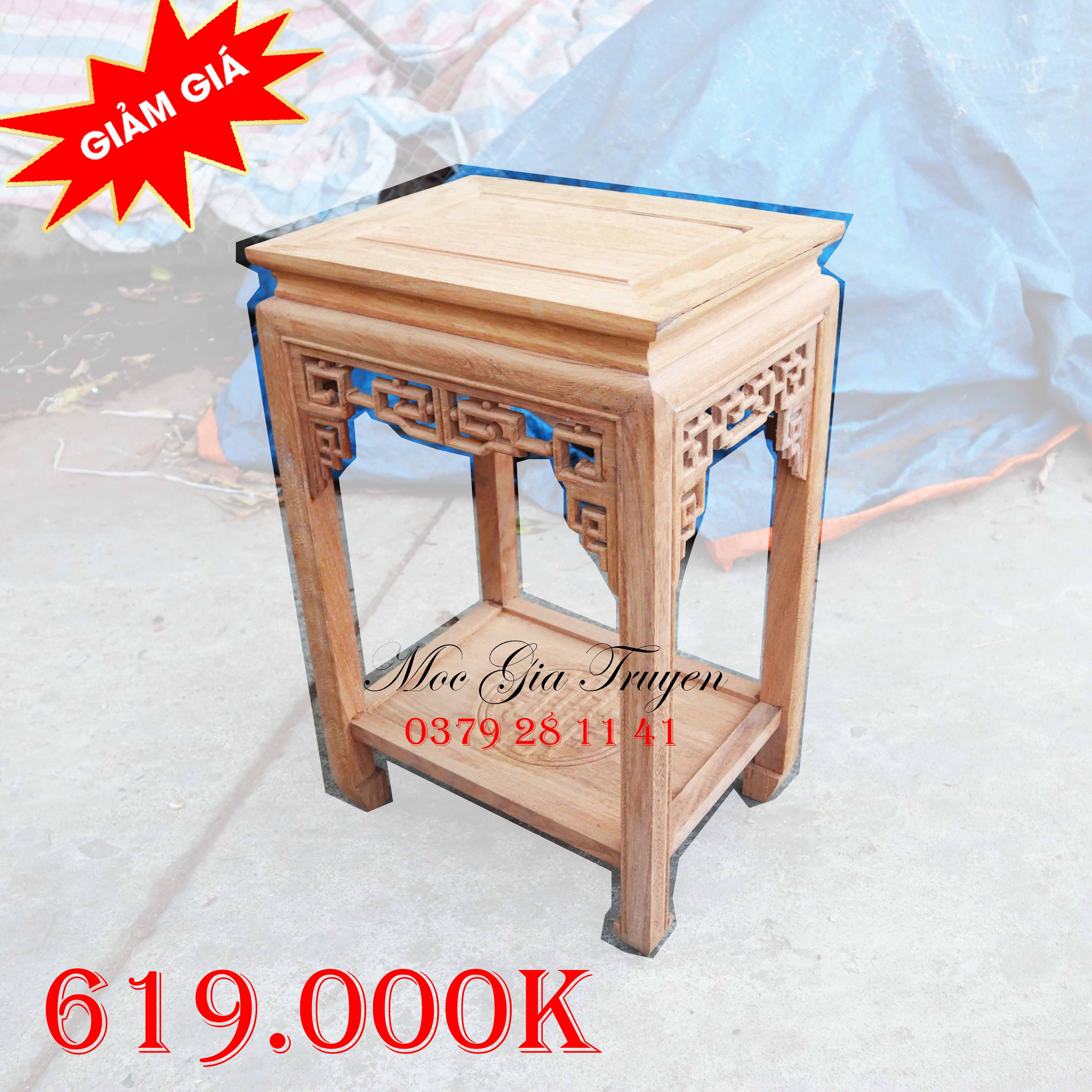 Đôn chiện bày đồ chữ nhật gỗ hương gõ mặt 30x40