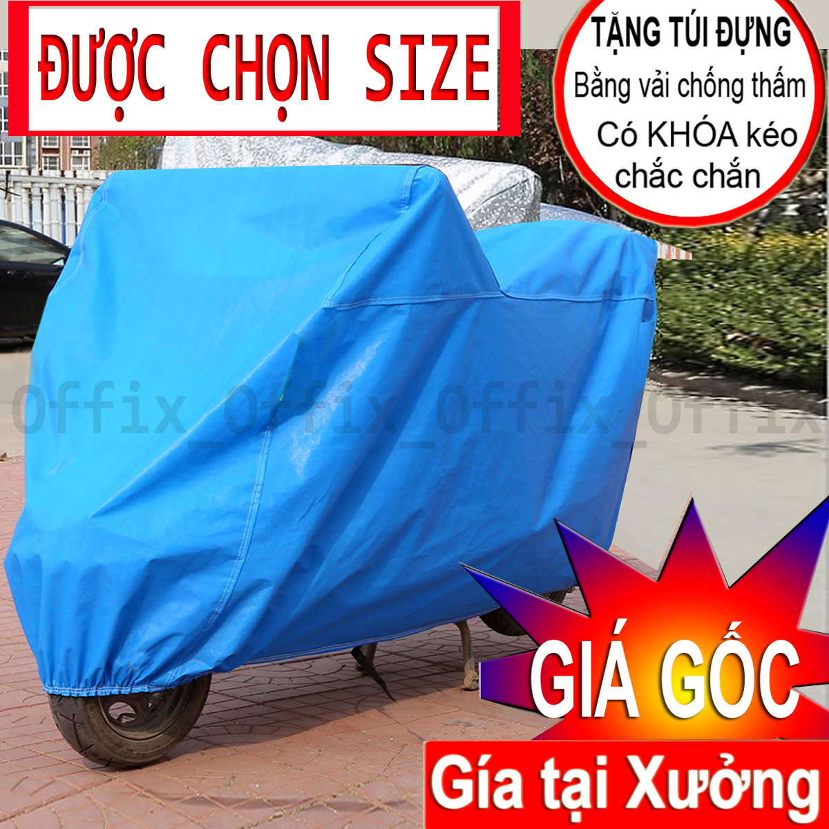 Bạt phủ Trùm xe máy (Được chọn Size xe) Vải Dù, khối lượng 0,4-0,6kg