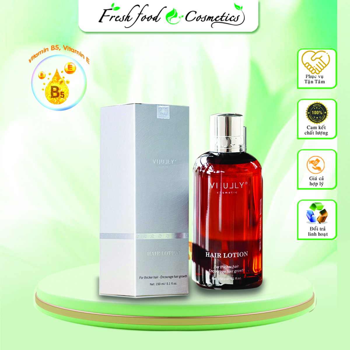 Tinh dầu bưởi VIJULLY  giảm rụng tóc  kích thích mọc tóc dày và dài  giúp tóc chắc khỏe bóng mượt- freshfood cosmetics