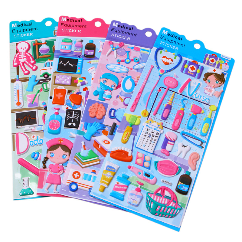 Hình dán sticker 3D chống thấm chủ đề bác sĩ vừa chơi vừa học phát triển trí tuệ