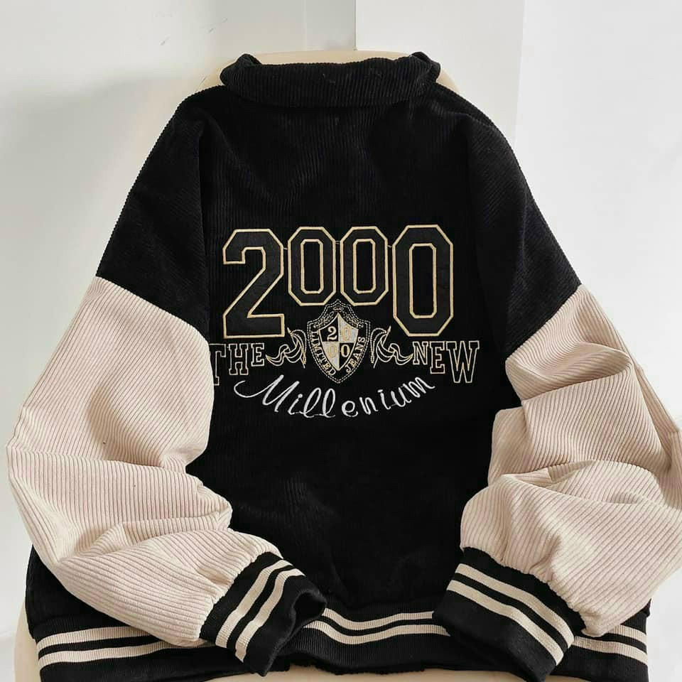 Áo khoác bomber nhung áo khoác nam nữ streetwear unisex in logo 2000 - ak18