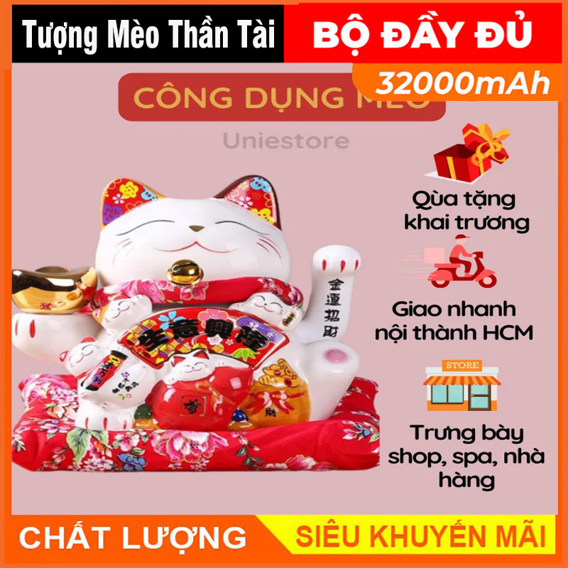 Mèo thần tài vẫy tay Đại Cát Đại Lợi 6 inch cao 18 cm, quà khai trương cho shop kinh doanh, cửa hàng, đặt quầy lễ tân, thu ngân