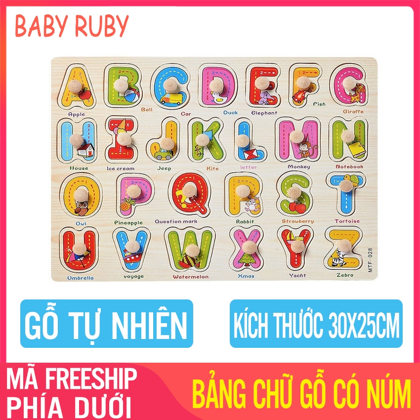 Bảng Chữ Cái Bằng Gỗ Có Núm Cầm - Chủ Đề Tiếng Anh Gỗ Cao Cấp Vừa Học Vừa Chơi - bảng chữ cái cho bé bảng chữ cái tiếng việt bang chu cai cho be bảng chữ cái thông minh bằng gỗ đồ chơi gỗ Bộ bảng chữ cái bằng gỗ