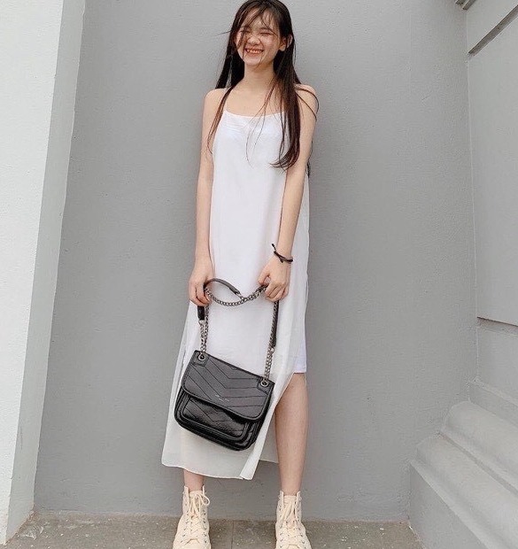 Váy 2 Dây Xuông Xẻ Vạt 2 Bên Cá Tính Dài Qua Gối / Váy Xuông 2 Lớp WW2