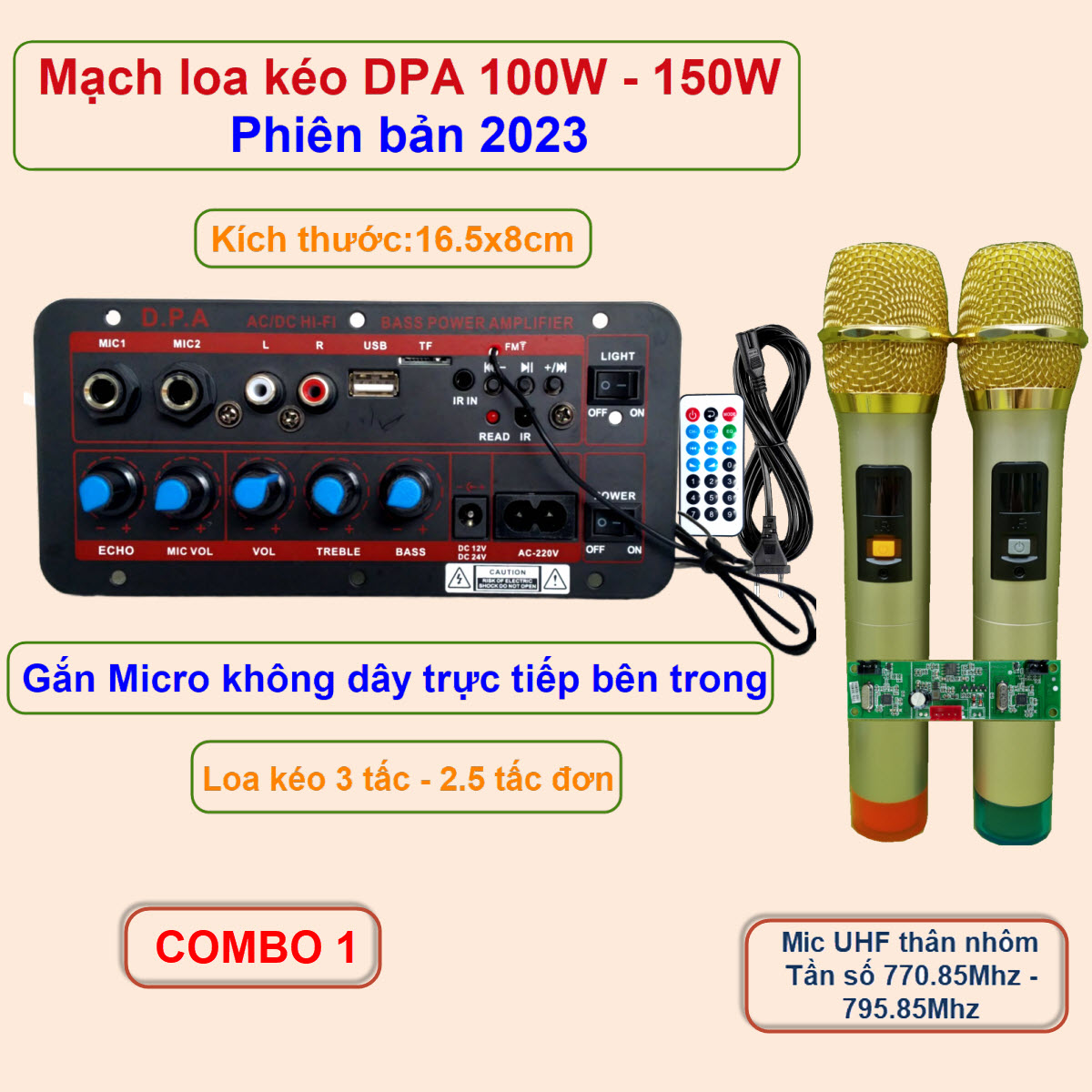  Mạch loa kéo DPA công suất 100W - 150W phiên bản 2023 Kèm Micro 