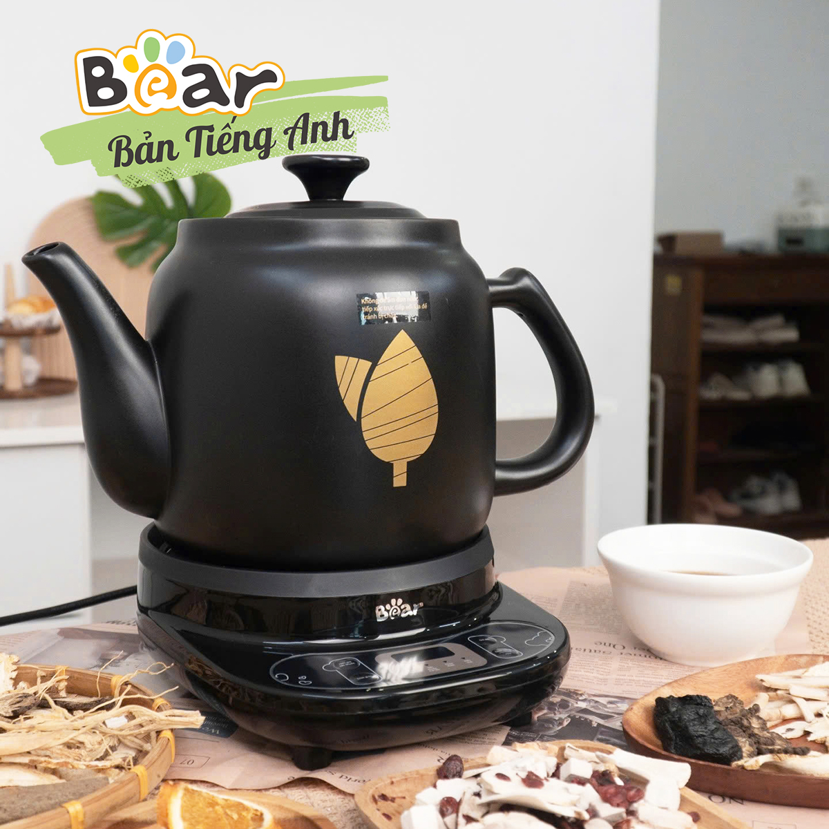 Bear 4L Medicine Pot, Vietnamese Version, High Quality Ceramic, Safe, Genuine Warranty of 18 Months
