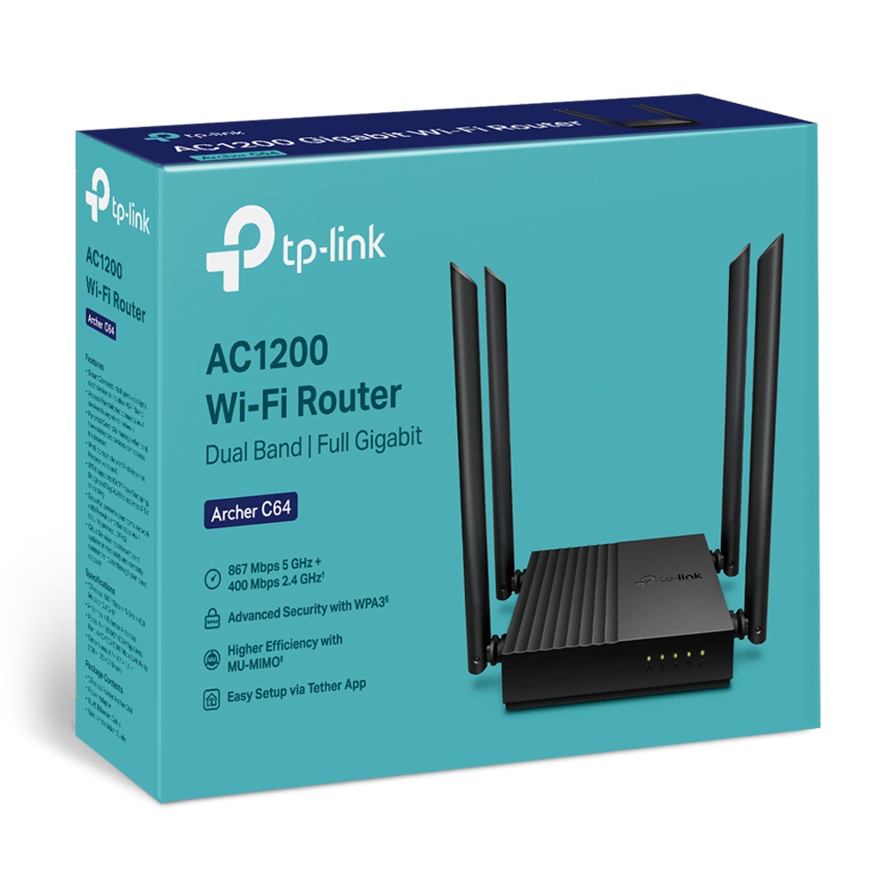 Bộ phát wifi tp-link archer c64 mu-mimo ac1200mbps