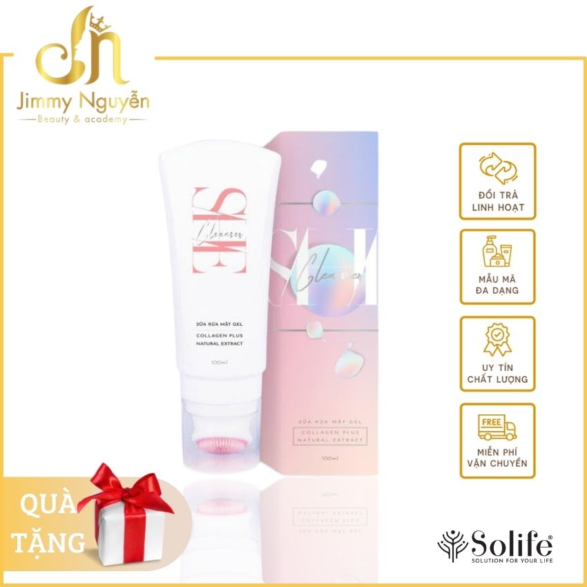 [HÀNG CHÍNH HÃNG] SỮA RỬA MẶT DẠNG KEM SHE CLEAR 100ML CÓ ĐẦU CỌ SILICON SẠCH SÂU LOẠI BỎ BỤI BẨN BÃ NHỜN KIỀM DẦU NGỪA MỤN SE KHÍT LỖ CHÂN LÔNG- JIMMY NGUYỄN SOLIFE
