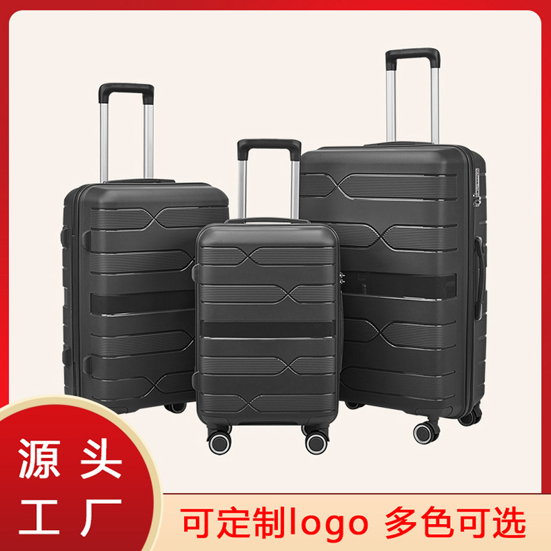 Mẫu Mới PP Hộp Đựng Xe Đẩy 20 Inch Tùy Chỉnh logo Bộ Ba Mảnh Hành Lý Lên Máy Bay Nhãn Hiệu Nhà Máy Sản Xuất Hành Lý Du Lịch Mật Khẩu