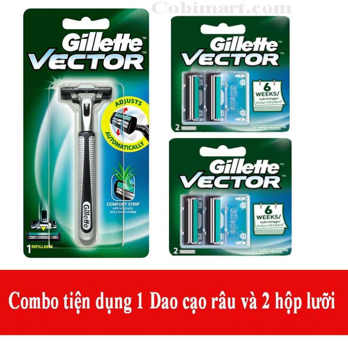 Dao cạo râu Gilletter Vector đi kèm 2 hộp lưỡi dao cạo râu Gilletter Vector