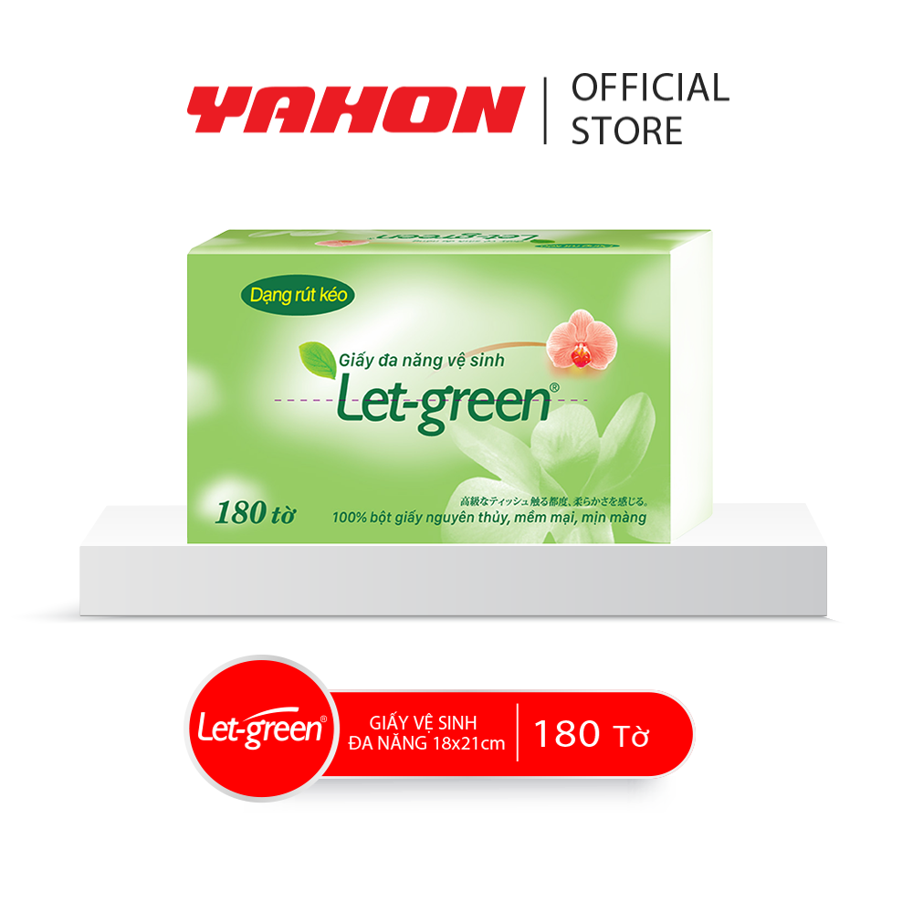 Bao giấy vệ sinh đa năng let-green 18*21cm, 180 tờ/bao