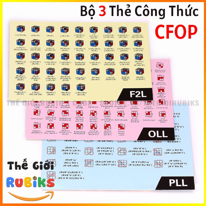 Bộ 3 thẻ công thức cfop xoay rubik 3x3 qiyi cfop