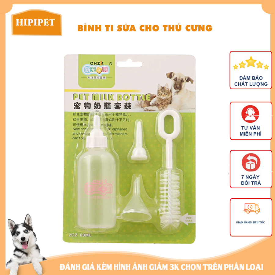 Bình sữa ti cho chó mèo sơ sinh có núm vú giả