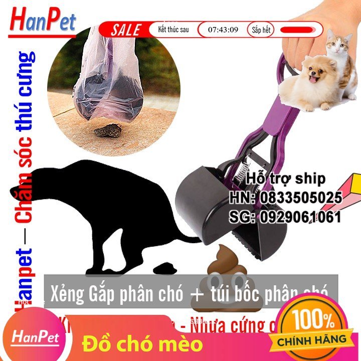 Hanpet - Gắp Phân chó loại Cán ngắn xẻng dọn kít chó- Túi hốt phân chó bốc kít chó