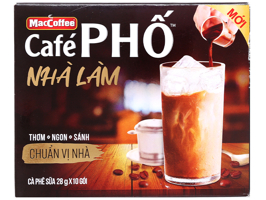 1 hộp gồm 10 gói Cà phê sữa đá MacCoffee Café Phố 24g