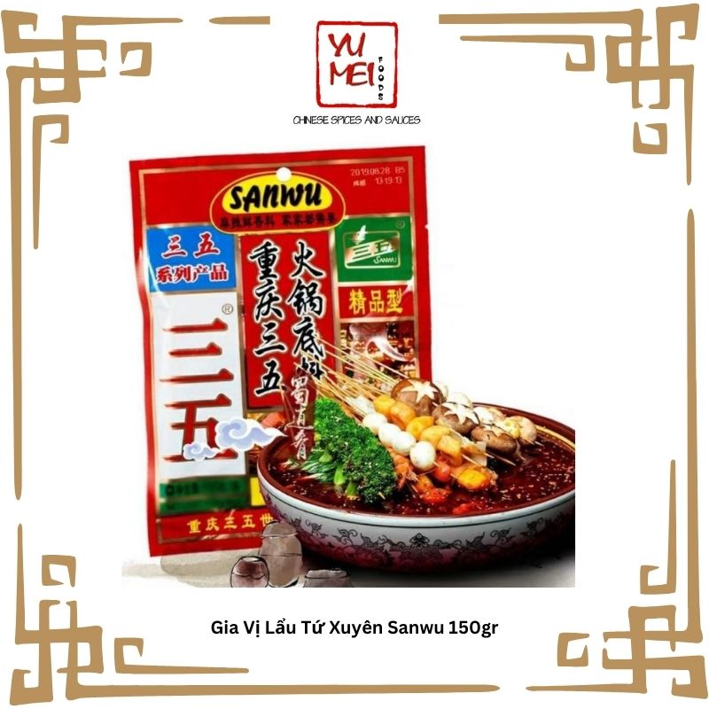 [Lẩu Tứ Xuyên] Gia Vị Lẩu Tứ Xuyên Sanwu 150gr làm 1.5L nước Cay Thơm Chuẩn Vị Tứ Xuyên