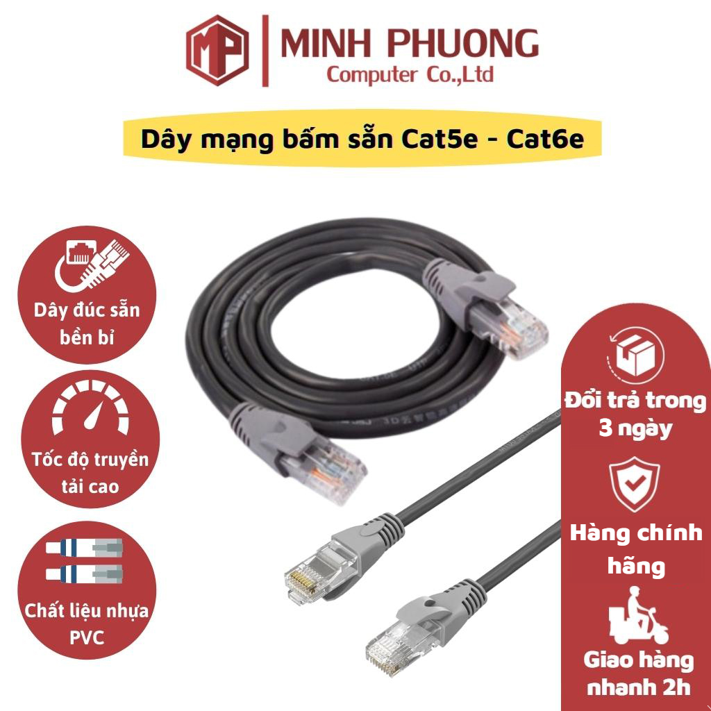 Dây mạng bấm sẵn Cat5-Cat6 tùy chọn độ dài