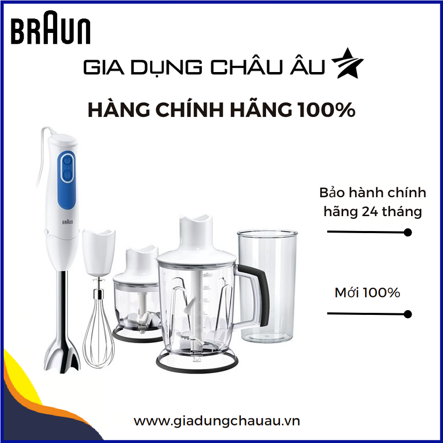 [CHÍNH HÃNG] Máy xay cầm tay Braun MQ3045 Aperitive - Hàng chính hãng 100% - Bảo hành 1 đổi 1 trong vòng 24 tháng - Model có chức năng tương đương như MQ5245 MQ5045 nhưng công suất nhỏ hơn điều chỉnh 2 mức độ sản xuất Châu Âu