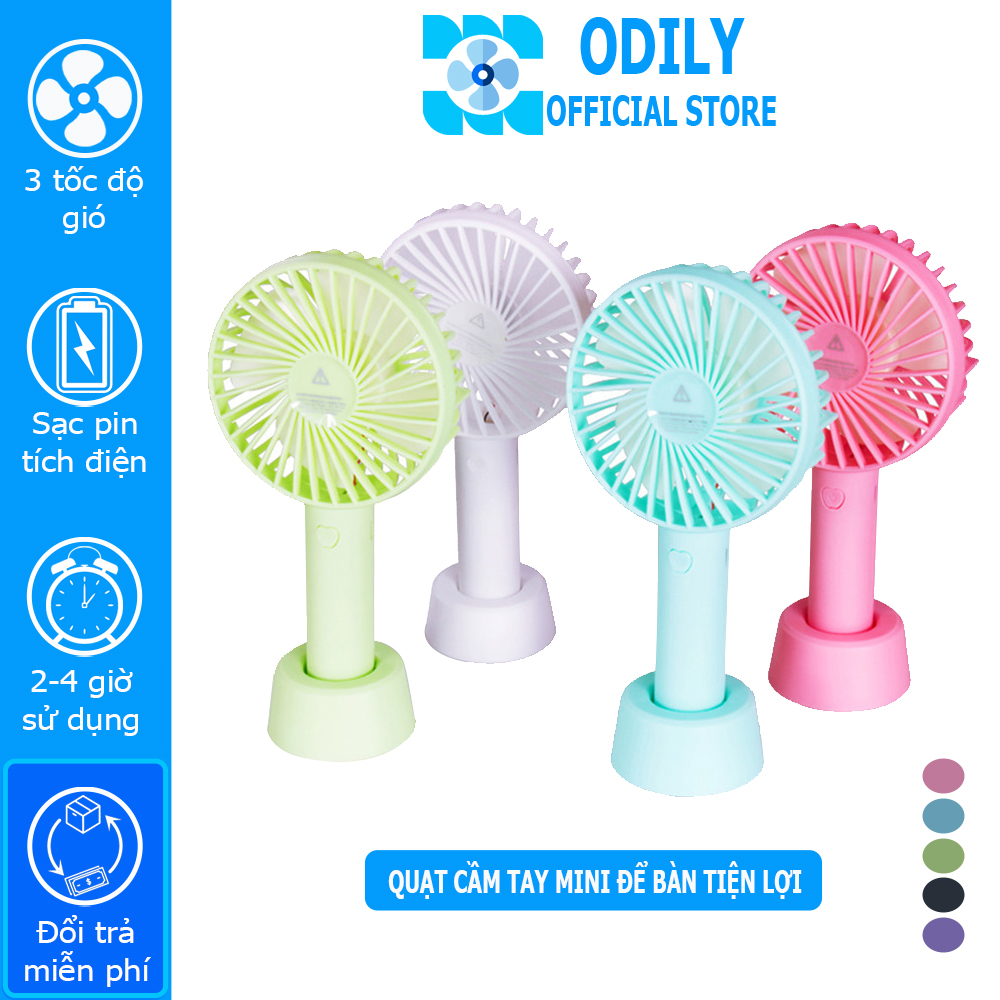 Quạt mini cầm tay sạc tích điện usb để bàn chạy êm giá rẻ 3 cấp độ gió bỏ túi tiện ích