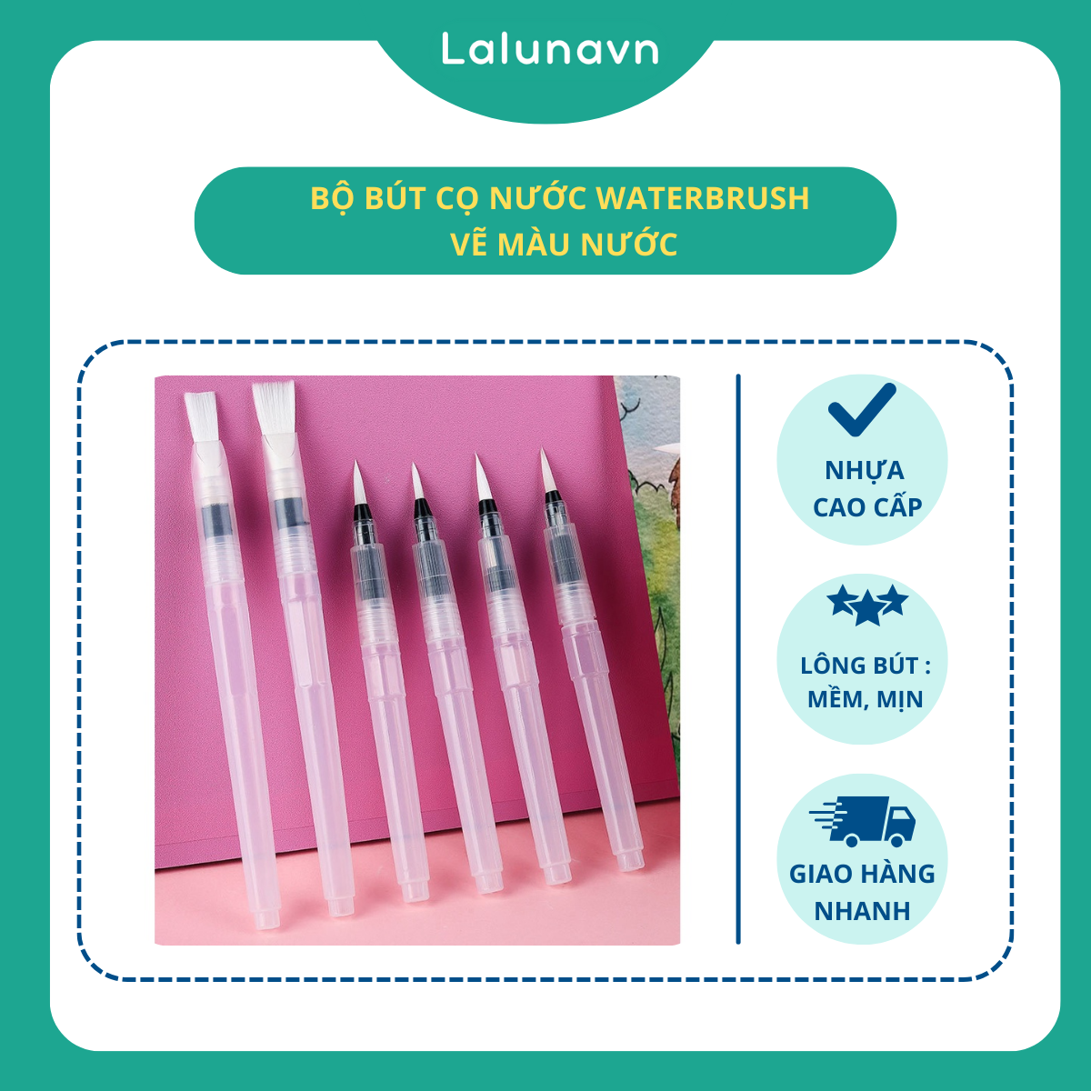 Bộ bút cọ nước waterbrush vẽ màu nước giorgione set 3 cây / set 6 cây