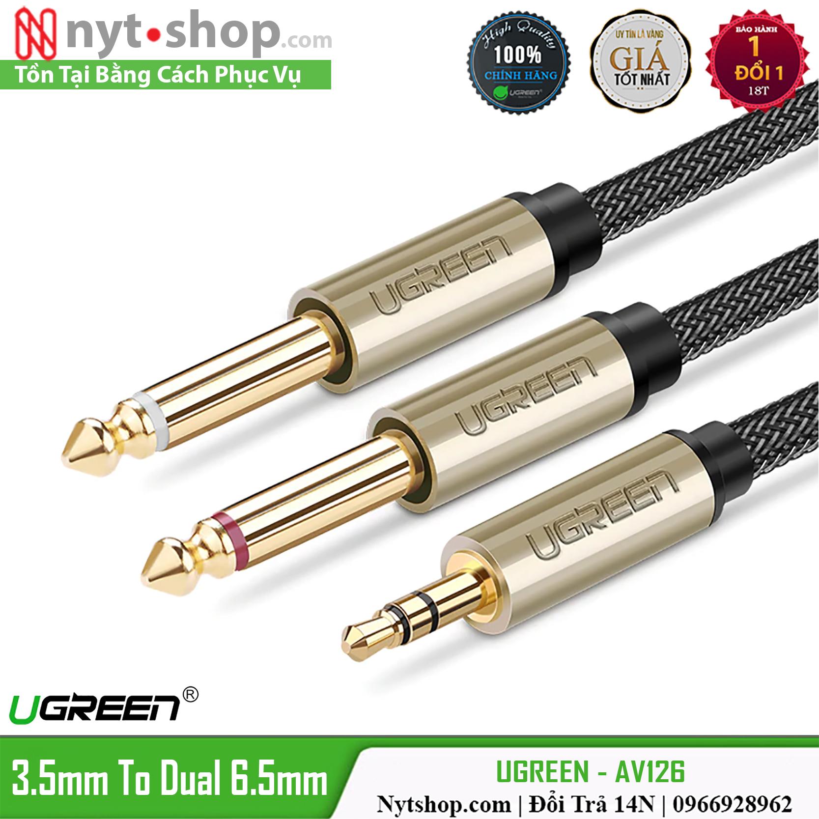Cáp audio 3.5mm ra 2 đầu 6.5mm cao cấp ugreen av126