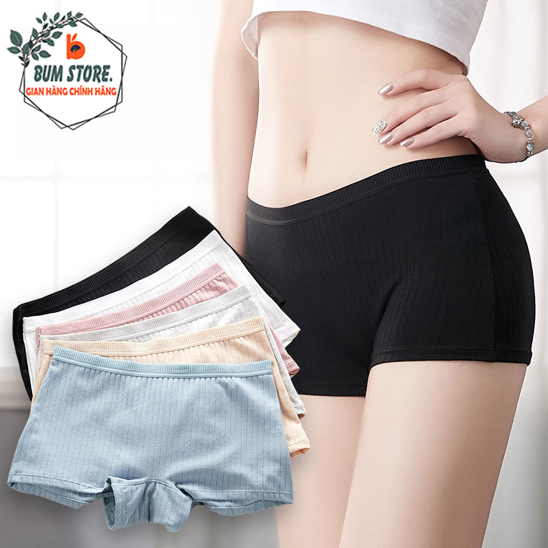  Quần Boxer Nữ Vải Cotton Nhiều Màu Không Đường May Quần Chip Cotton Đáy Kháng Khuẩn Co Giãn 4 Chiều Mặc Váy Không Lộ 