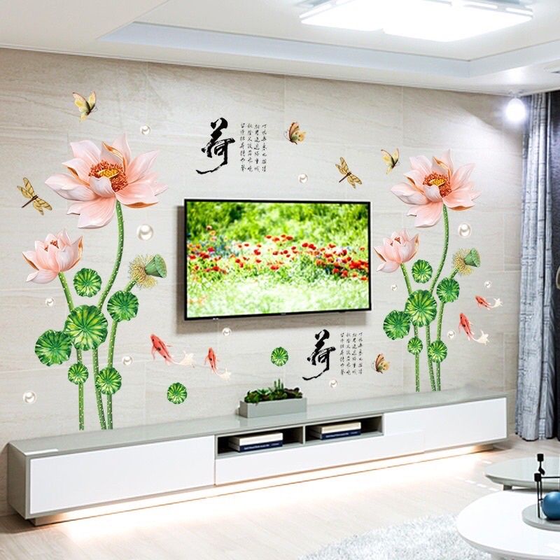 Decal dán tường hoa sen