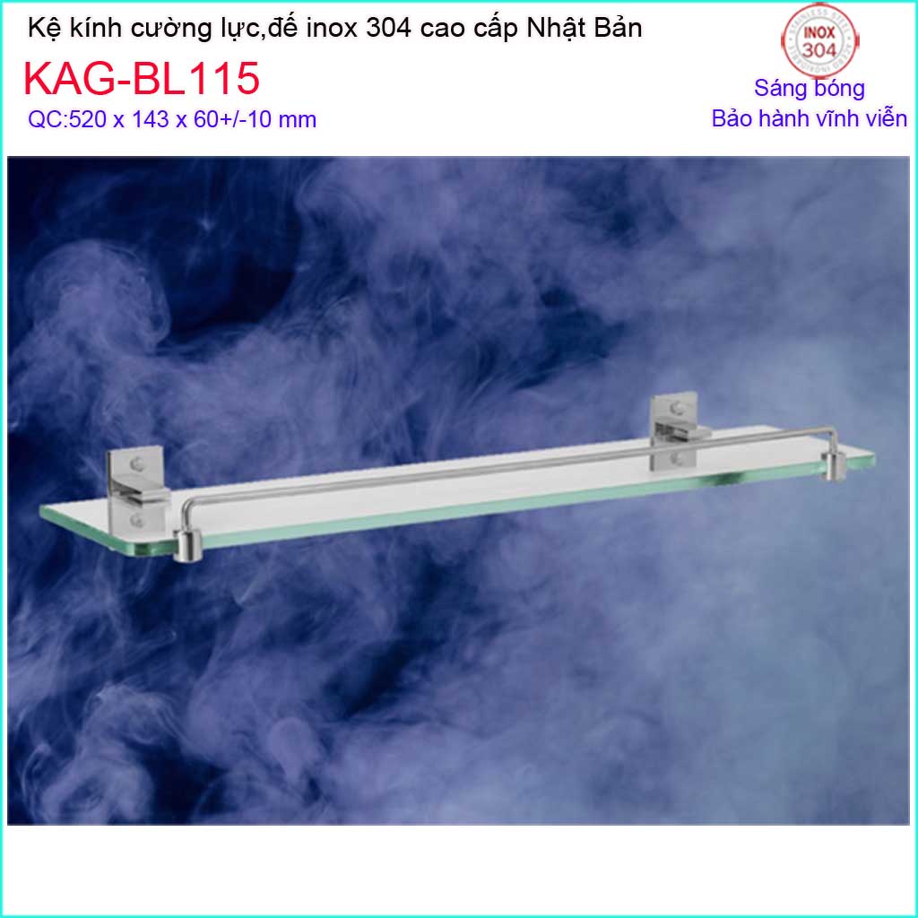 [HCM]Kệ kính nhà tắm Inox 304 Nhật Bản Kệ kiếng cường lực-kệ gương Inox Kace KAG-BL115