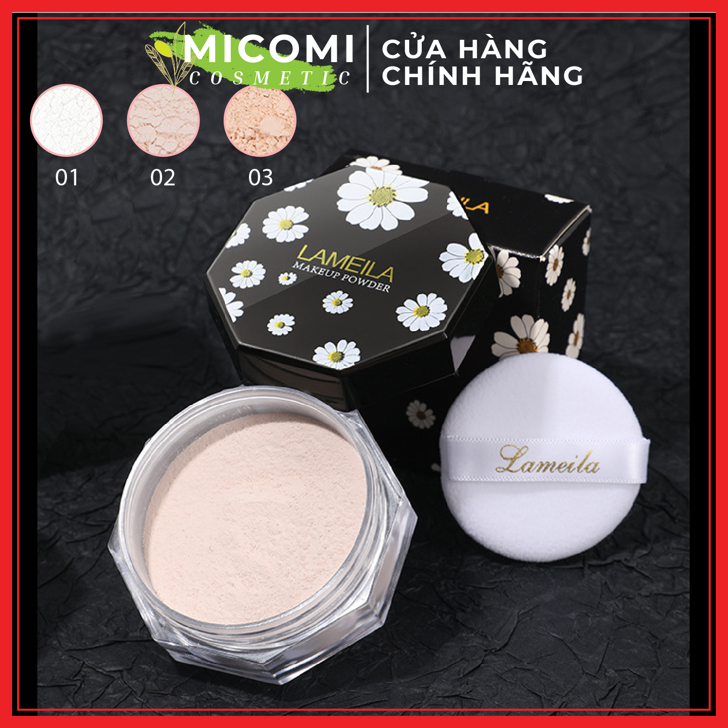 [HCM]Phấn Phủ Kiềm Dầu Dạng Bột Che Khuyết Điểm Trang Điểm Chống Nắng Lameila Hoa Cúc Nội Địa Trung Chính Hãng - MICOMI Cosmetics