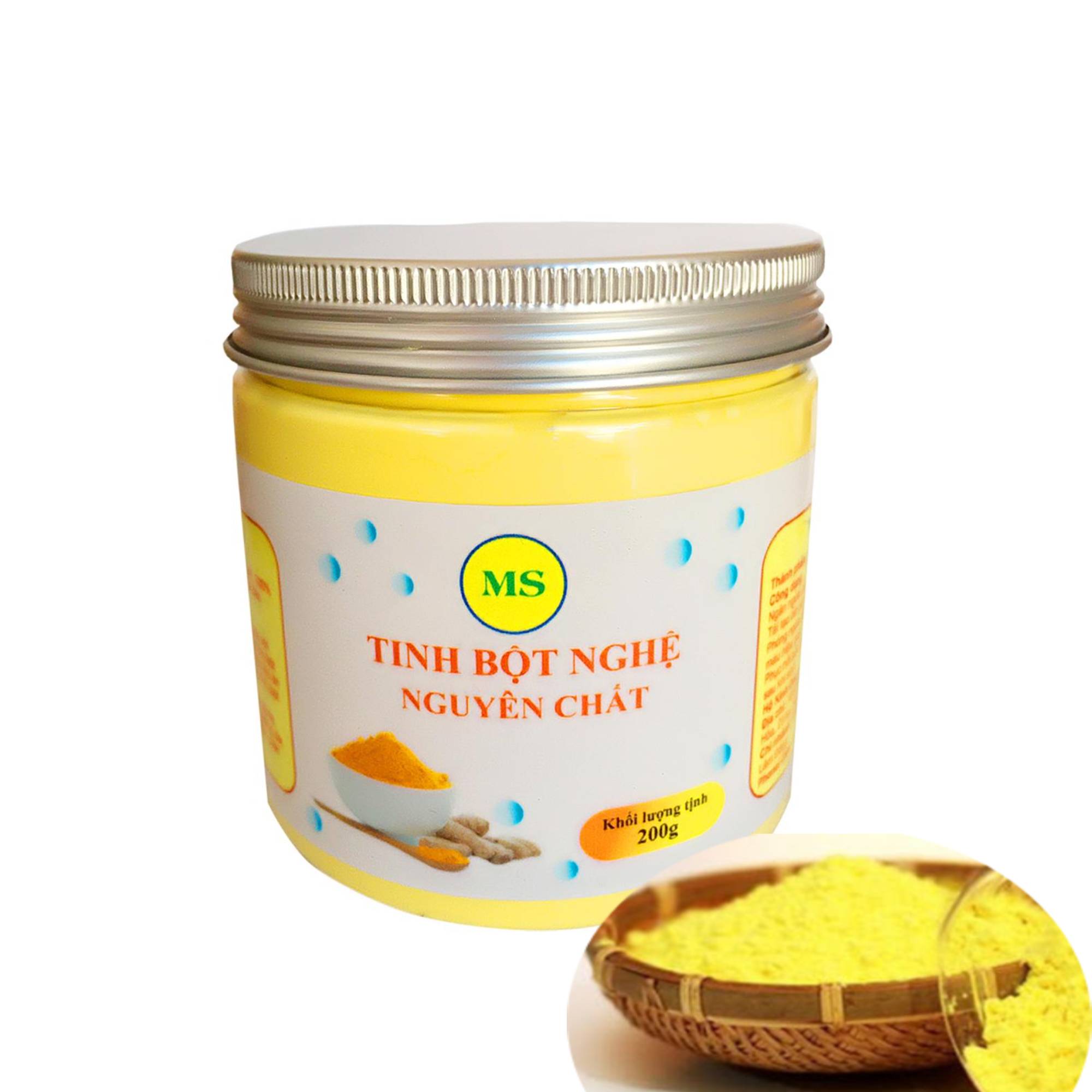 Tinh bột nghệ nguyên chất ( MS)  (200g) - Hỗ trợ đau dạ dày, đắp mặt dưỡng da xóa mờ thâm nám tàn nhang