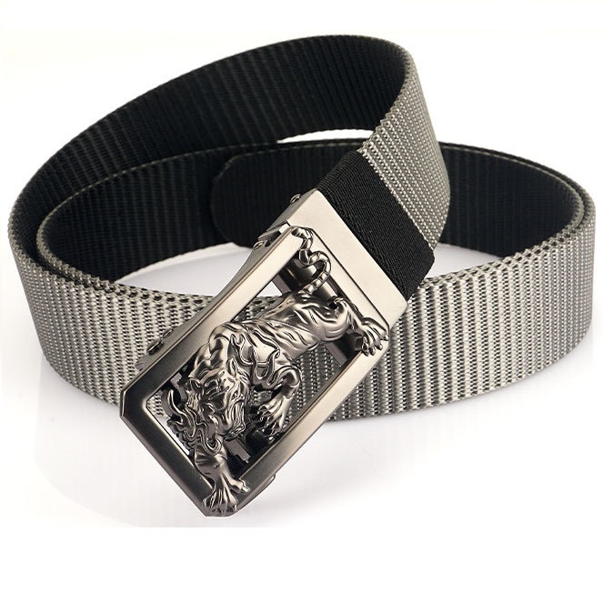 Thắt lưng Nam_Mặt Hổ mạnh mẽ_Dây dù siêu bền_Khóa tự động chắc chắn, tiện lợi - Dây thắt lưng Nam_vải Canvas (HO68)