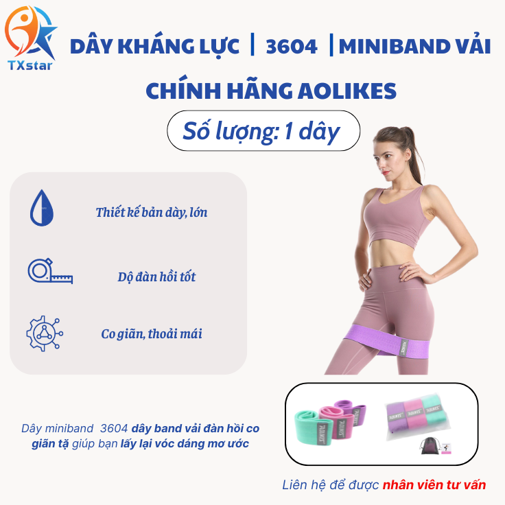 Dây  kháng lực miniband vải Aolikes có móc khóa điều chỉnh phù hợp mọi vóc dáng