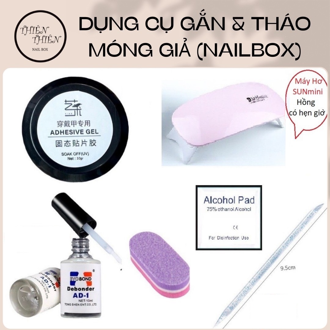 Máy hơ gel sunmini, gel định hình hủ 10ml, dụng cụ gắn tháo móng giả - thiên thiên nailbox
