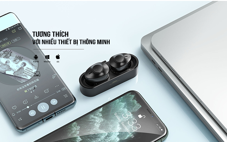 Tai nghe buletooth 2 tai mini kèm đốc sạc true wireless remax tws-21/tws-18