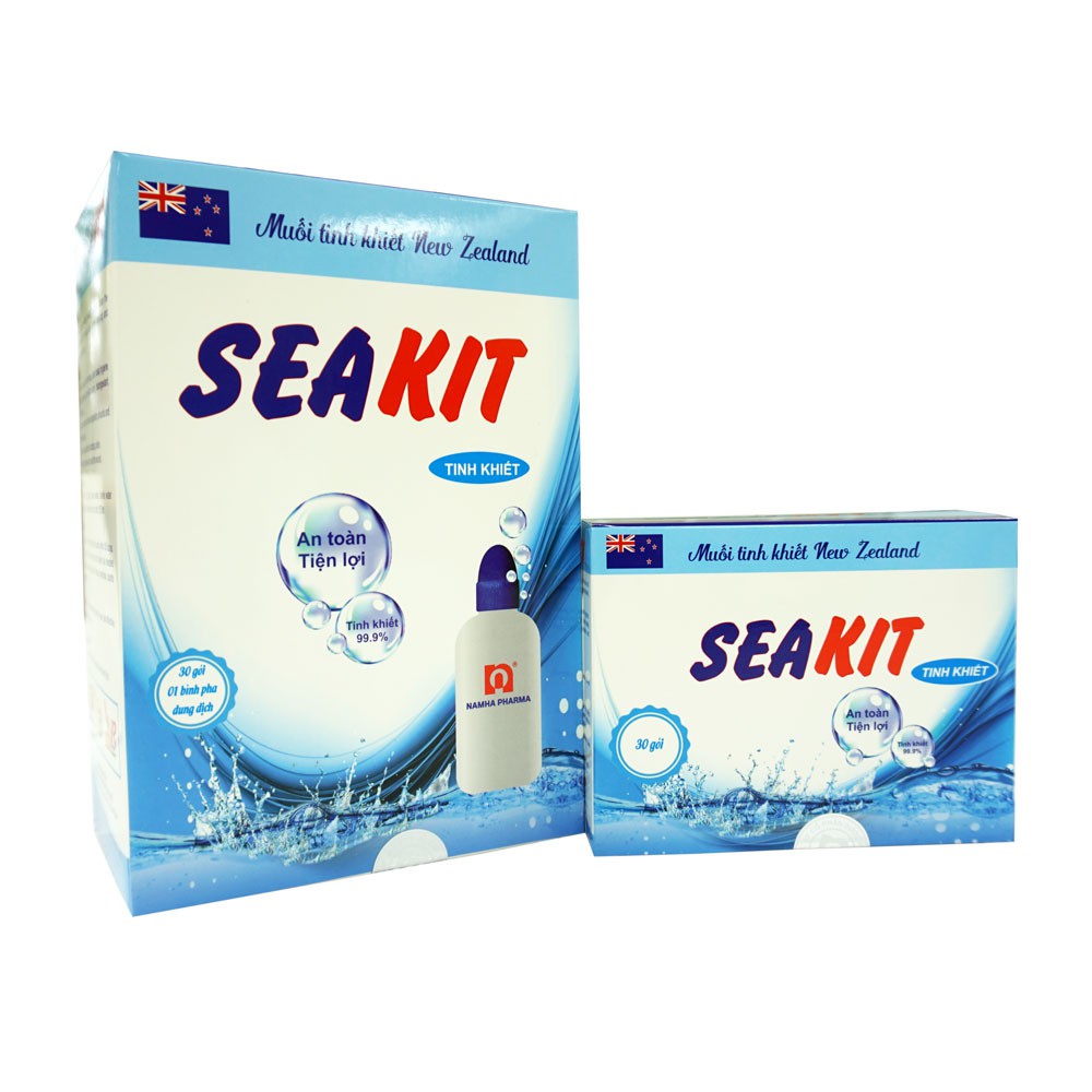 Bộ Dụng Cụ Rửa Mũi Xoang Seakit Nam Hà (1bình+ 30gói muối) Hỗ Trợ Viêm Mũi Dị Ứng