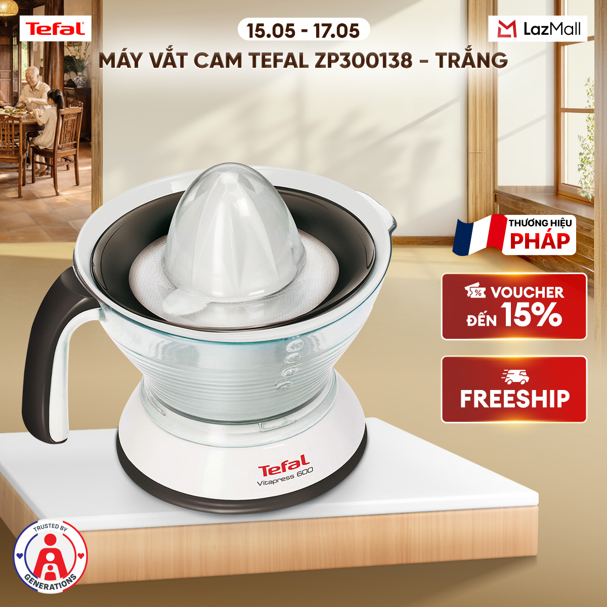 Máy vắt cam Tefal ZP300138 - Trắng