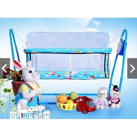 Nôi điện Võng xếp rung tự động 2in1 hàng Việt Nam chất lượng cao chính hãng bảo hành 6 tháng cho bé (Tặng màn chống muỗi) Sỉ=lẻ