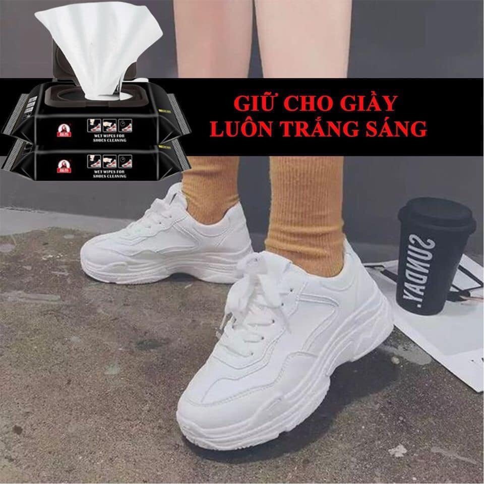 Khăn lau giầy vàng QUICK WIPES - Khăn giấy ướt lau giày dùng một lần làm sạch vết bẩn