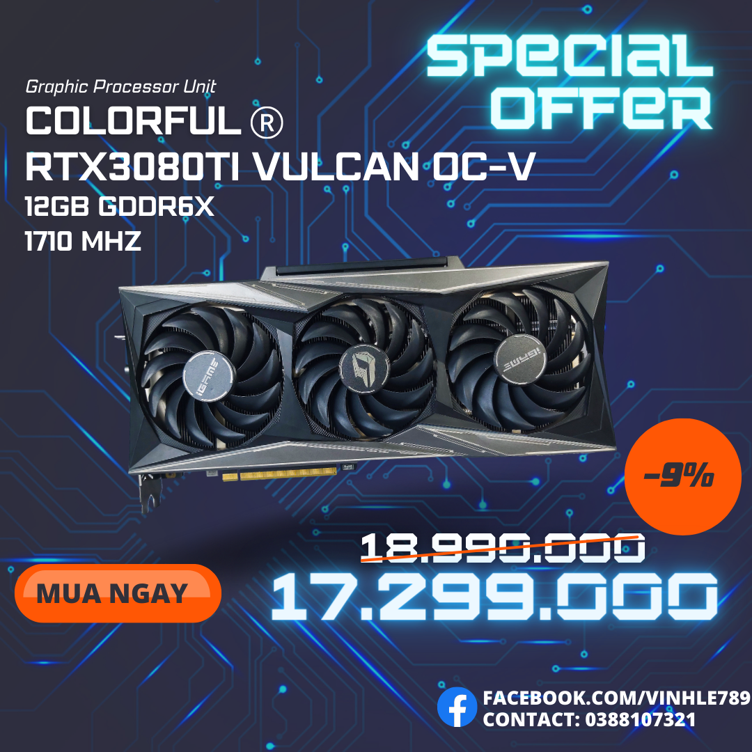 Card màn hình COLORFUL RTX 3080Ti VULCAN OC-V