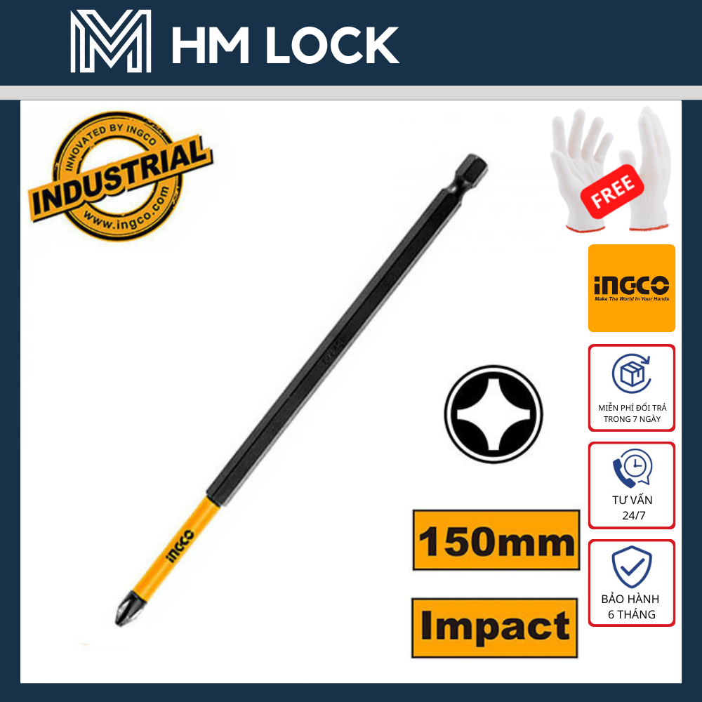 Mũi vít bắt 2 đầu ph2x150mm ingco - có nam châm hít - hàng chính hãng - sdbim11ph263 - hm lock